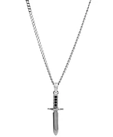 Blackjack Men's Cubic Zirconia Sword 24" Pendant Necklace Stainless Steel