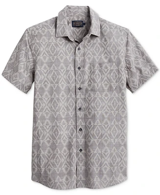 Pendleton Men's Deacon Chambray Tile Print Short Sleeve Button-Front Shirt