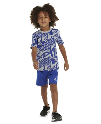 adidas Toddler & Little Boys 2-Pc. Logo Graphic T-Shirt 3-Stripes Shorts Set