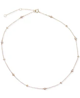 Cultured Freshwater Pearl (3-4mm) and Silver Bead Necklace, 16" + 2" extender