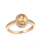 Bling Jewelry Classic Halo Oval Solitaire Promise Ring Thin Band Cubic Zirconia 925 Sterling Silver