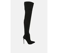 London Rag Atelier Stretch Faux Suede Stiletto Long Boots