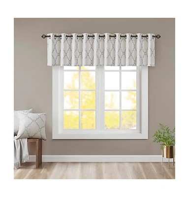 Madison Park Saratoga Fretwork Print Grommet Top Window Valance for Bedroom, 18 inch valances for windows for Living Room, Width 50 length 18 inches,
