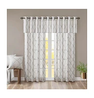 Madison Park Saratoga Fretwork Print Grommet Top Window Valance for Bedroom, 18 inch valances for windows for Living Room, Width 50 length 18 inches,