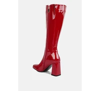 London Rag Hypnotize Patent Pu Block Heeled Calf Boots