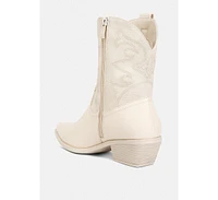 Hasting Patchwork Detail Low Heel Cowboy Boots