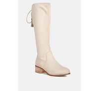 Francesca tassels detail short heel calf boot