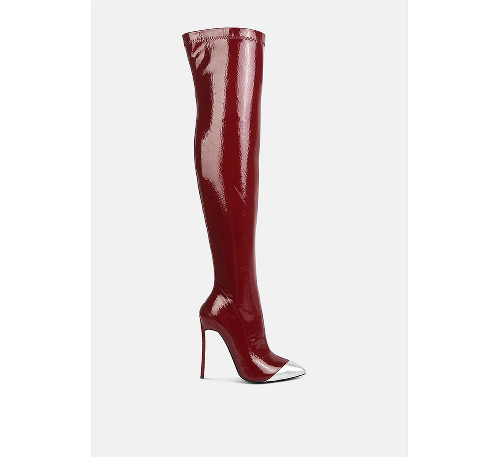 London Rag Chimes High Heel Patent Long Boots