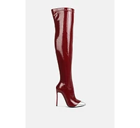 chimes high heel patent long boots