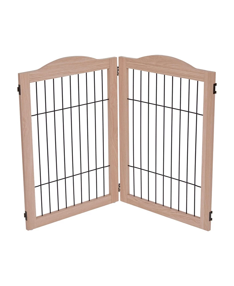 Arf Pets Freestanding Dog Gate, 2-Panel Extension - Walnut