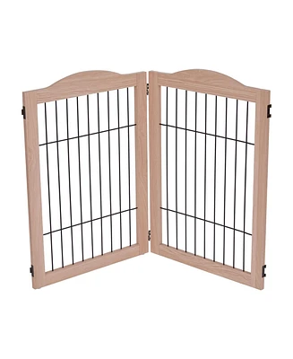 Arf Pets Freestanding Dog Gate, 2-Panel Extension - Walnut