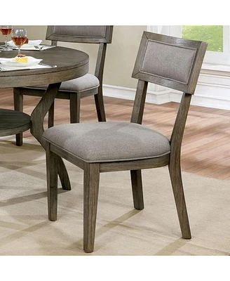 Simplie Fun Rustic Grey Solid wood 2pc Dining Chairs Fabric Upholstered Seat Back Curved Dining Room Furniture