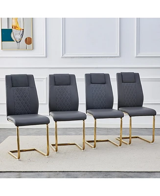 Modern dining chairs, restaurant chairs, and gold legged upholstered chairs made of artificial leather, suitable for kitchens, living rooms, bedrooms,