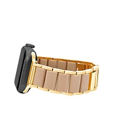 Anne Klein Women's Taupe Silicone and Gold-Tone Alloy Link Bracelet Compatible with 38mm/40mm/41mm Apple Watch - Taupe, Gold