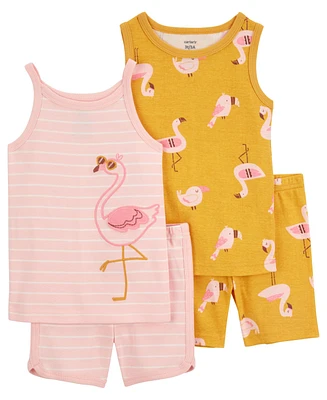 Carter's Toddler Girls Flamingo Print Pajama Set, 4 Piece Set