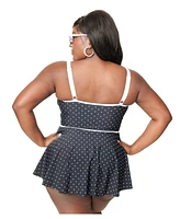 Plus Spaghetti Strap Skirted One Piece Swimsuit