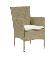 Patio Dining Chairs 2 pcs Poly Rattan Beige