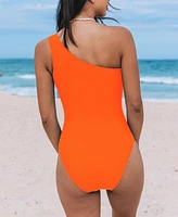 Cupshe Women's Tummy Control One Shoulder Cutout Slimming One Piece Swimsuit