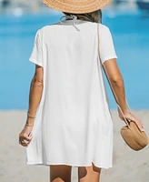 Women's V-Neck Cover-Up Mini Dress