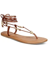 Sun + Stone Women's Ramseyy Beaded Lace Up Flat Sandals