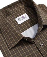 Tayion Collection Men's Brown & Gold Slim-Fit Dress Shirt