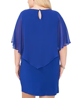 Msk Plus Keyhole Cape Overlay Dress