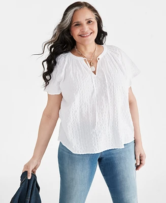 Style & Co Plus Flutter-Sleeve Top, Created for Macy's