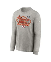 Big Boys Nike Gray Kansas City Chiefs Super Bowl Lviii Champions Locker Room Trophy Collection Long Sleeve T-shirt