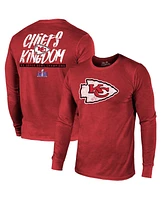 Men's Majestic Red Kansas City Chiefs Super Bowl Lviii Champions Tri-Blend Back Hit Long Sleeve T-shirt