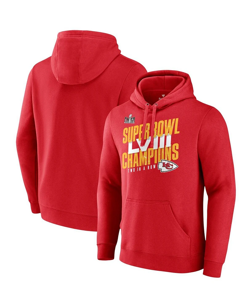 Men's Fanatics Red Kansas City Chiefs Super Bowl Lviii Champions Iconic Big and Tall Pullover Hoodie