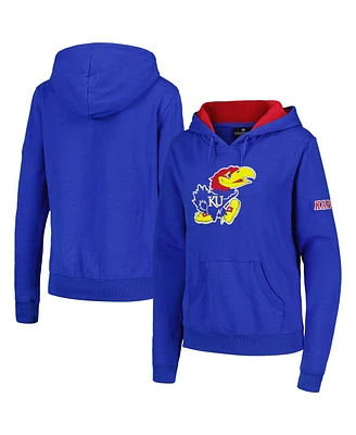 Women's Stadium Athletic Royal Kansas Jayhawks Big Logo Pullover Hoodie