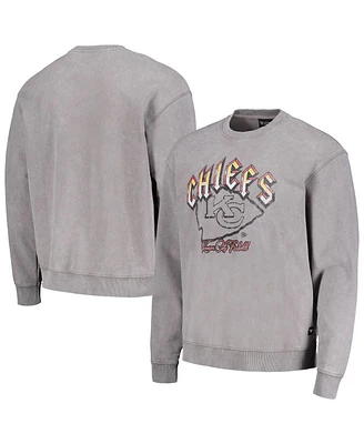 Men's and Women's The Wild Collective Gray Distressed Kansas City Chiefs Pullover Sweatshirt