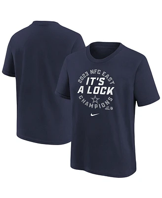 Big Boys and Girls Nike Navy Dallas Cowboys 2023 Nfc East Division Champions Locker Room Trophy Collection T-shirt