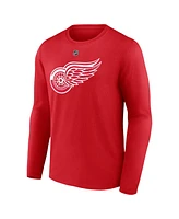 Men's Fanatics Patrick Kane Red Detroit Wings Authentic Stack Name and Number Long Sleeve T-shirt