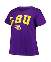 Women's Profile Purple Lsu Tigers Plus Arch Over Logo Scoop Neck T-shirt