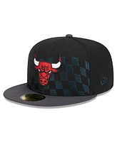 Men's New Era Black Chicago Bulls 2024 Nba All-Star Game Rally Drive Checkerboard 59FIFTY Crown Fitted Hat