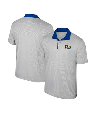 Men's Colosseum Gray Pitt Panthers Tuck Striped Polo Shirt