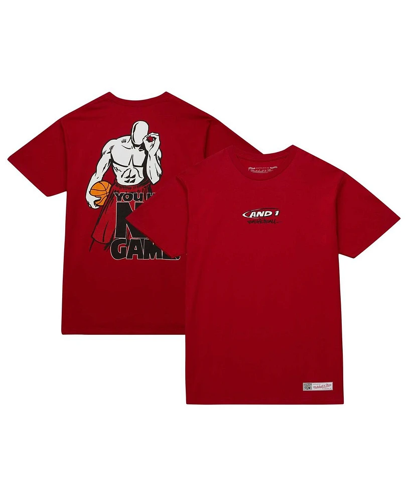 Men's Mitchell & Ness Scarlet And 1 No Game T-shirt