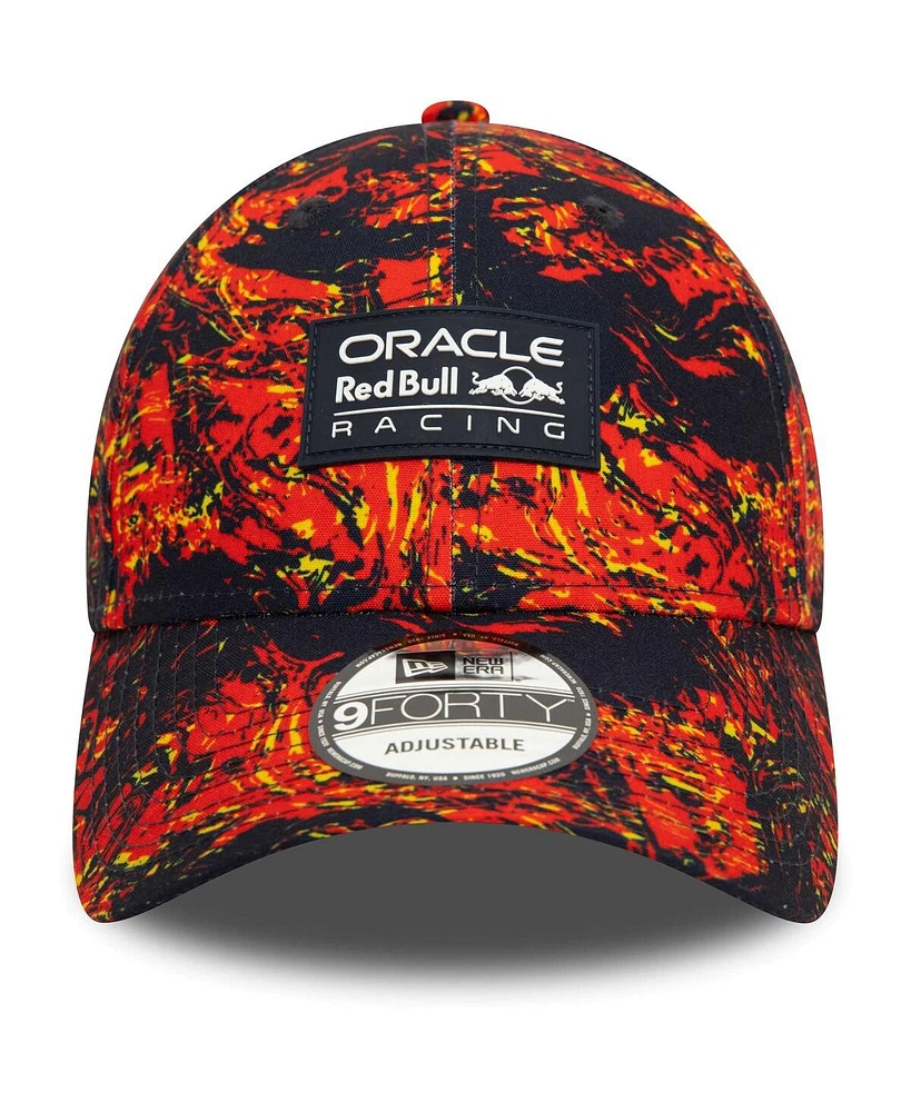 Men's New Era Navy Red Bull Racing Allover Print 9FORTY Adjustable Hat