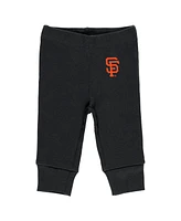 Baby Boys and Girls Wear by Erin Andrews Gray, White, Black San Francisco Giants Three-Piece Turn Me Around Bodysuits and Pants Set