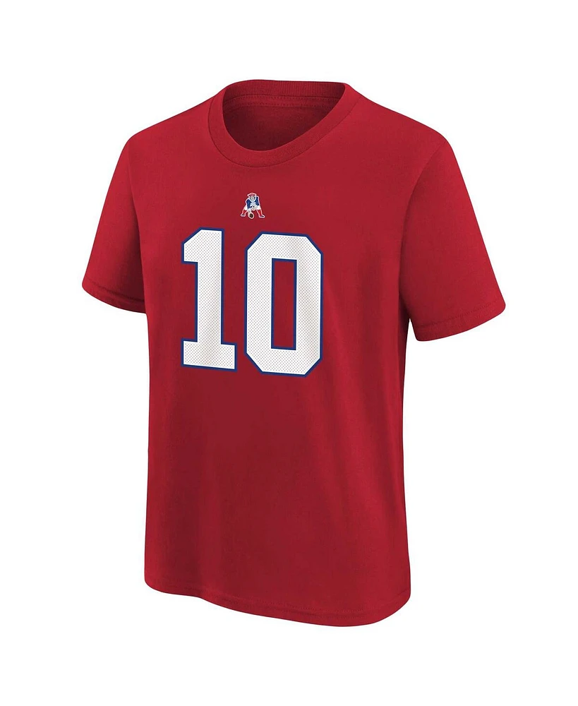 Big Boys and Girls Nike Mac Jones Red New England Patriots Player Name Number T-shirt