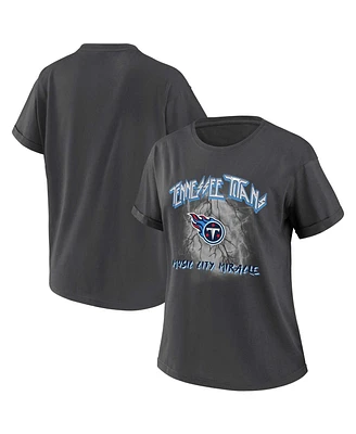 Women's Wear by Erin Andrews Charcoal Tennessee Titans Boyfriend T-shirt