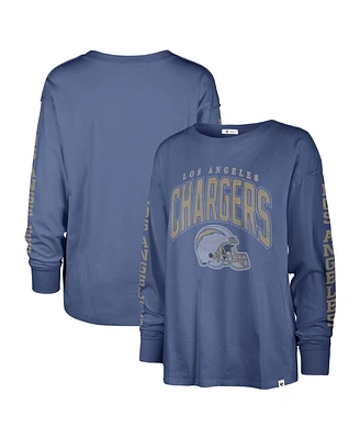 Women's '47 Brand Powder Blue Distressed Los Angeles Chargers Tom Cat Lightweight Long Sleeve T-shirt