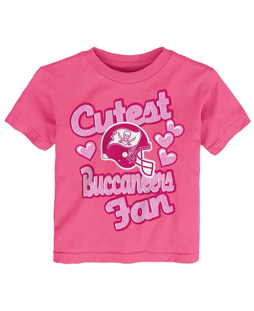Baby Girls Pink Tampa Bay Buccaneers Cutest Fan Hearts T-shirt
