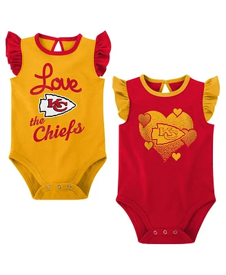 Baby Girls Red, Gold Kansas City Chiefs Spread the Love 2-Pack Bodysuit Set