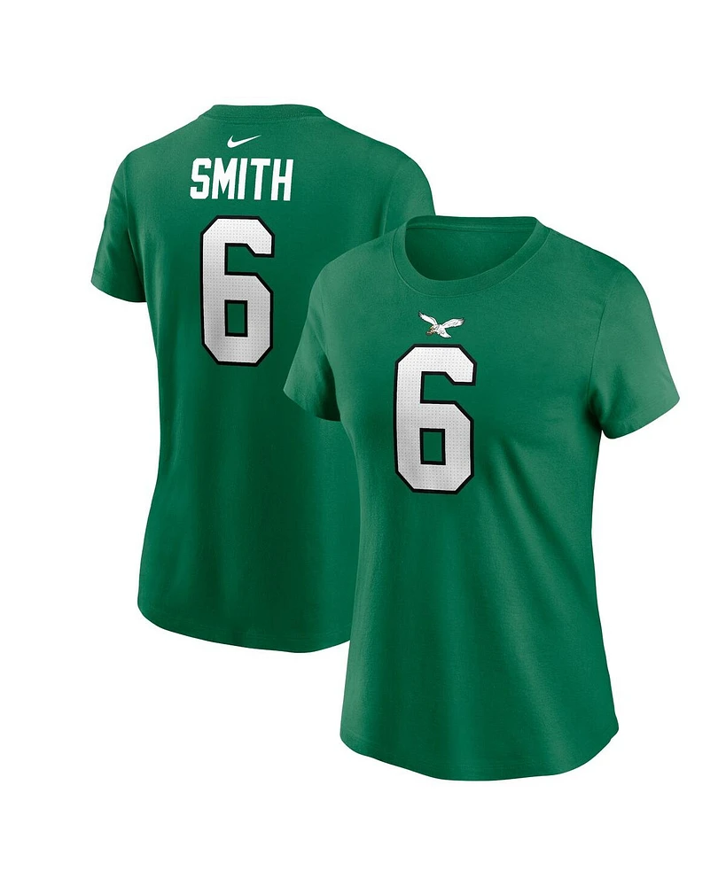 Women's Nike DeVonta Smith Kelly Green Philadelphia Eagles Player Name and Number T-shirt