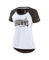 Women's Nike White, Brown Cleveland Browns Back Slit Lightweight Fashion T-shirt