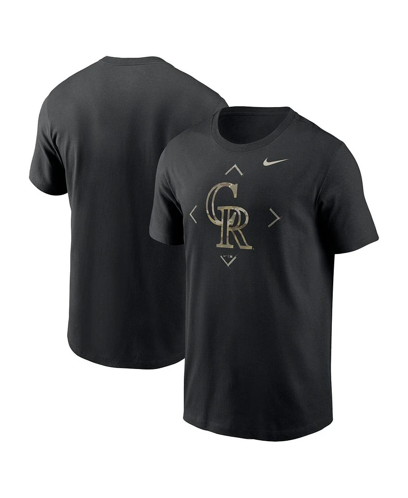 Men's Nike Black Colorado Rockies Camo Logo T-shirt