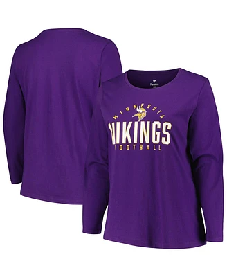 Women's Fanatics Purple Minnesota Vikings Plus Size Foiled Play Long Sleeve T-shirt