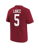 Big Boys Nike Trey Lance Scarlet San Francisco 49ers Team Player Name and Number T-shirt